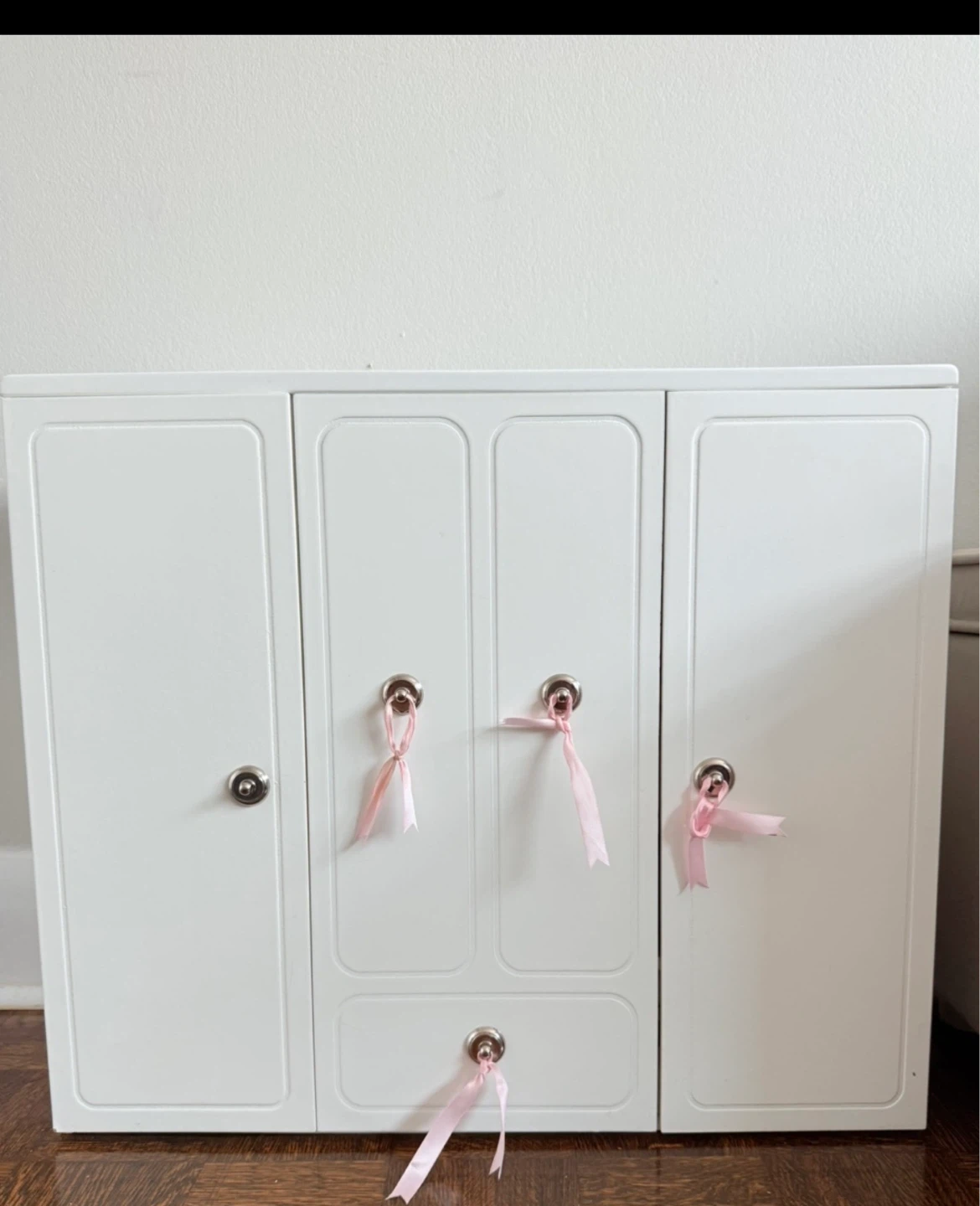 White Kids dollhouse Wardrobe with Mirror - photo 3