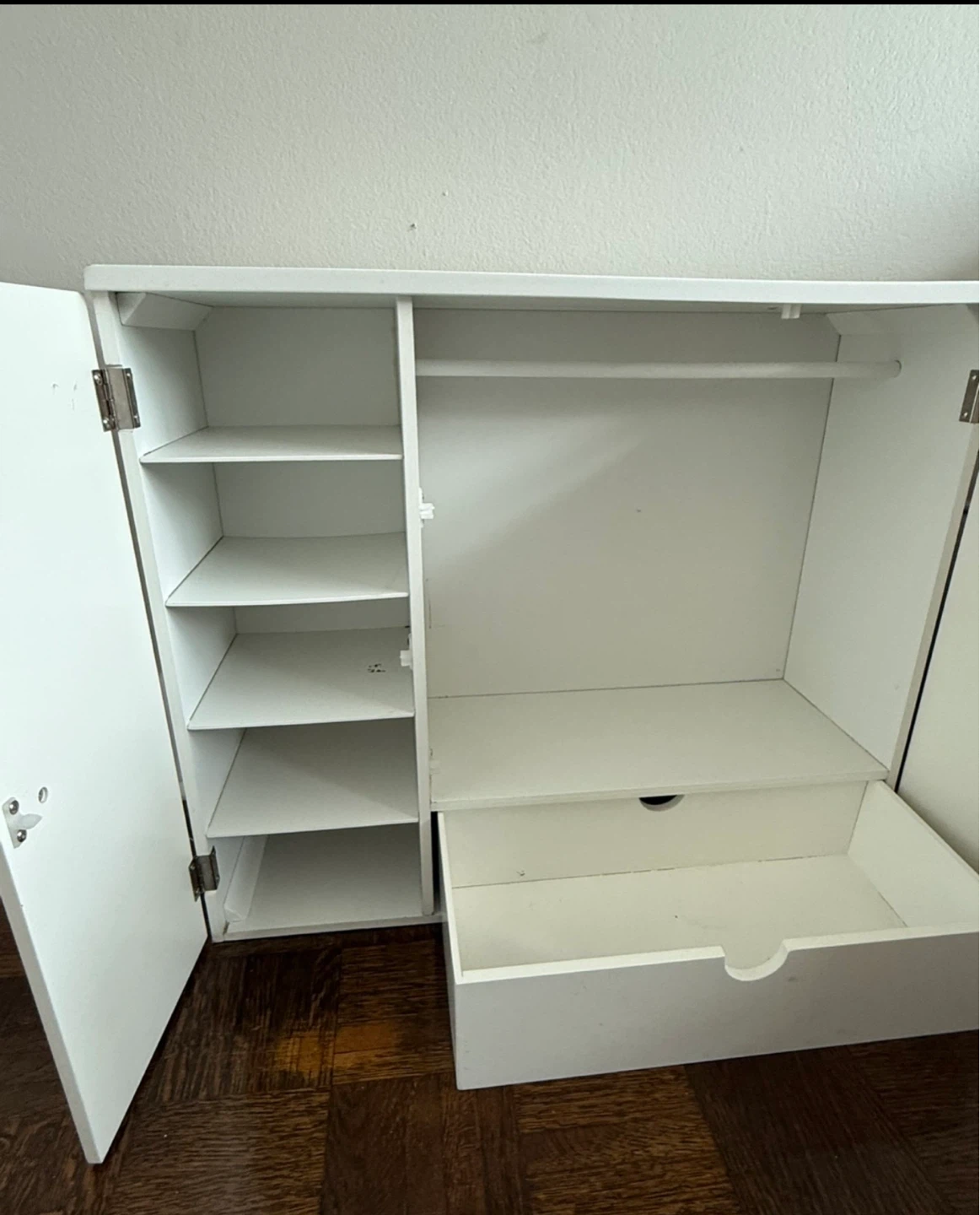 White Kids dollhouse Wardrobe with Mirror - photo 4