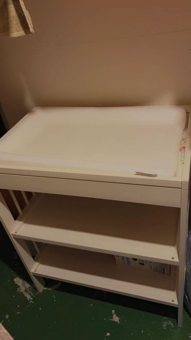White Baby Changing Table with Shelves