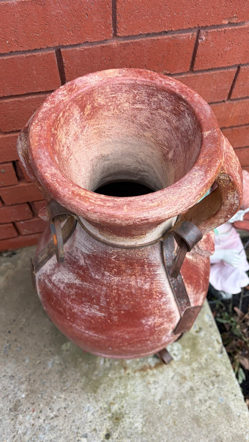 Terracotta Urn with Metal Accents - photo 4
