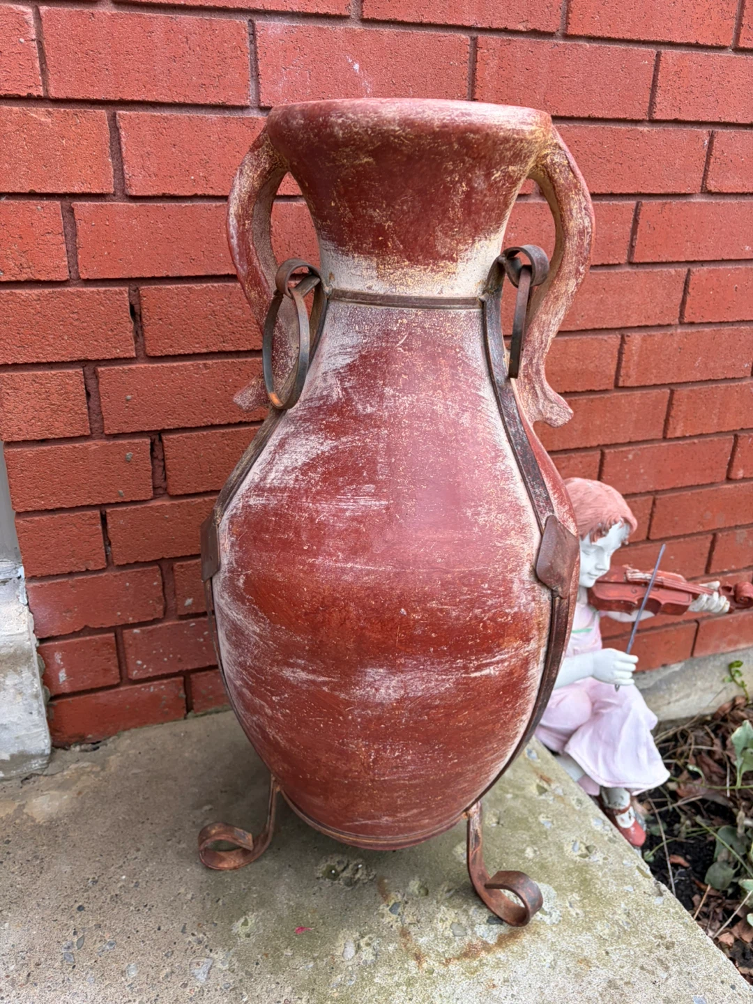 Terracotta Urn with Metal Accents - photo 2