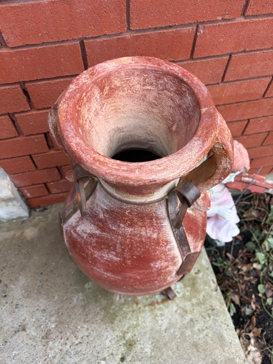 Terracotta Urn with Metal Accents - photo 3