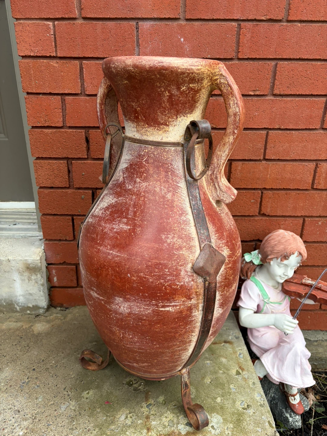 Terracotta Urn with Metal Accents