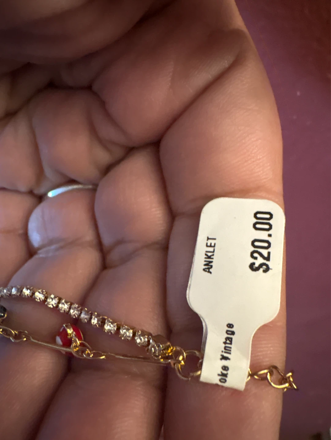 🌱 New handmade Gold Tone Anklet CZ Evil Eye  Heart Charms - photo 4