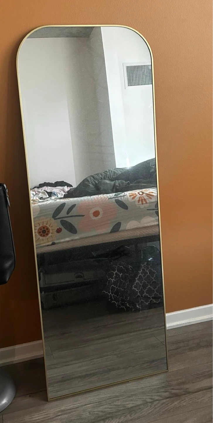 Modern Arch Metal Frame Floor Mirror - Gold