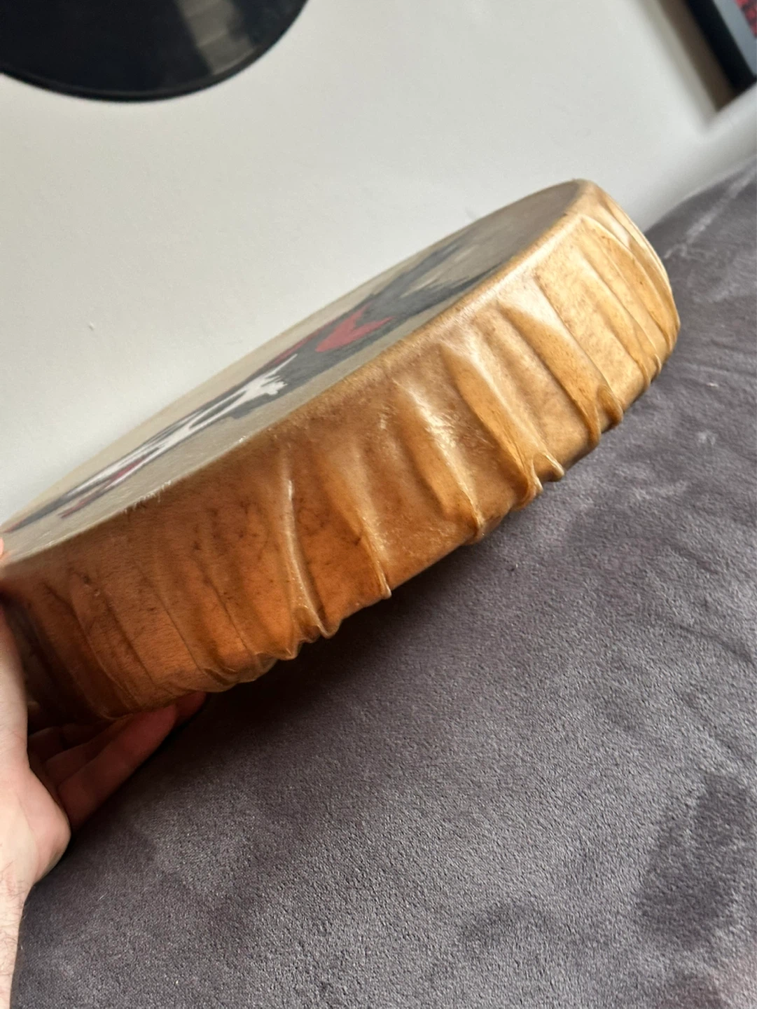 Hand Made and Signed First Nations Wolf  Drum - photo 4