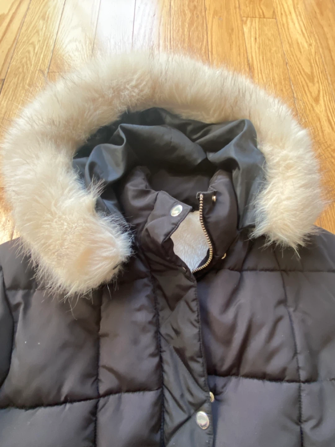 Black Puffer Jacket with Fur Hood - photo 3