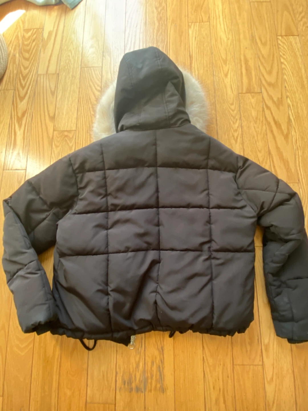 Black Puffer Jacket with Fur Hood - photo 5