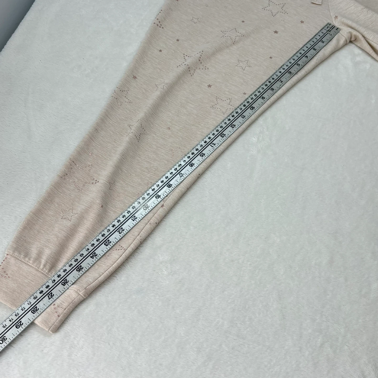 George Cream Joggers Metallic Rose Gold Star Print Womens Size L - photo 3