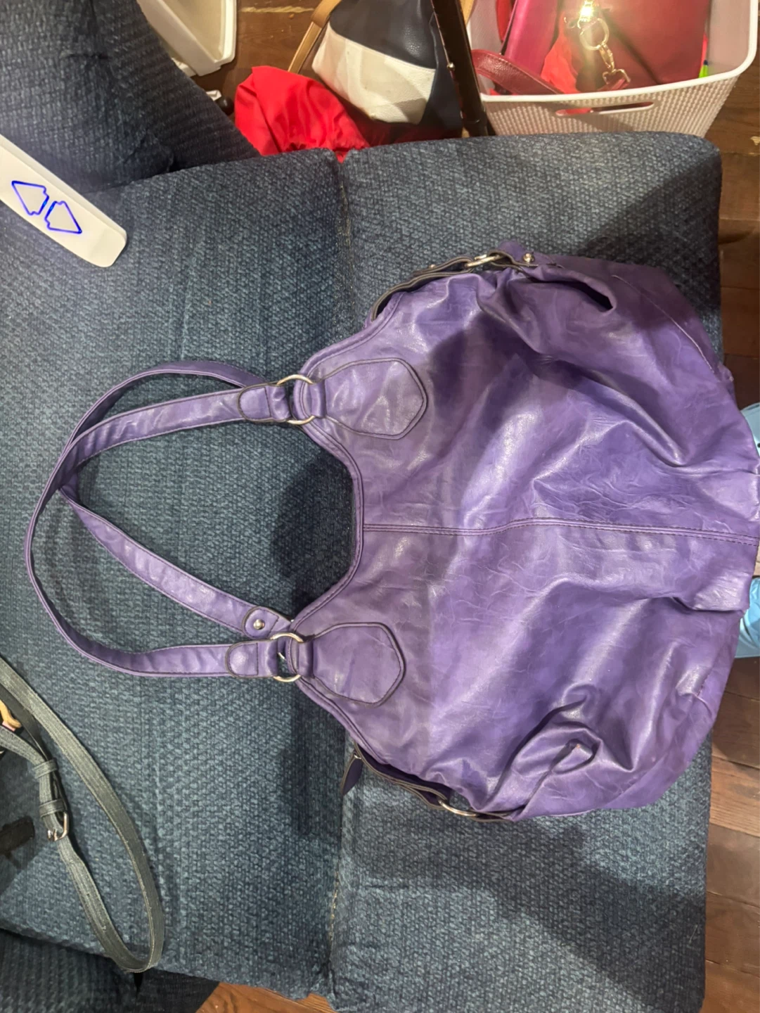 Purple Faux Leather Hobo Bag - photo 2