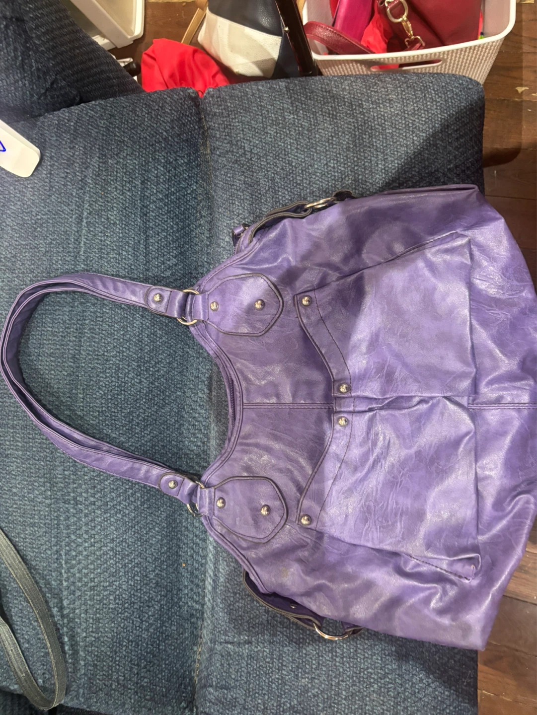 Purple Faux Leather Hobo Bag
