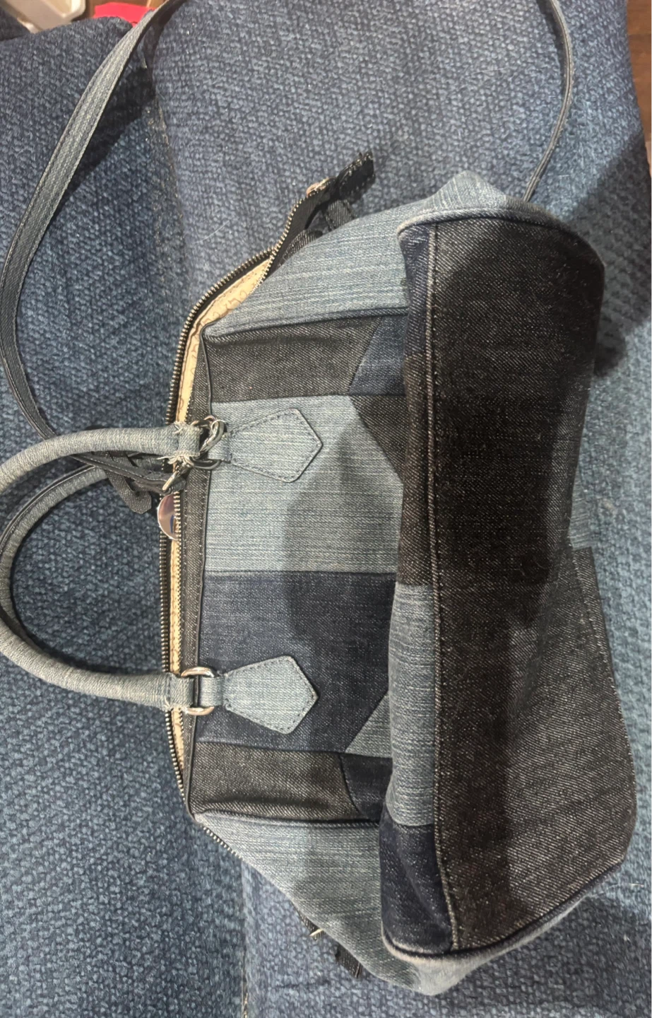 Guess Denim Patchwork Satchel Bag - photo 2