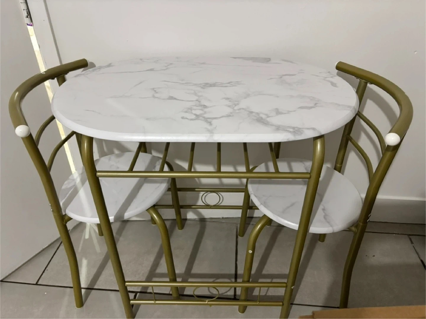 3-Piece Marble Look Bistro Set