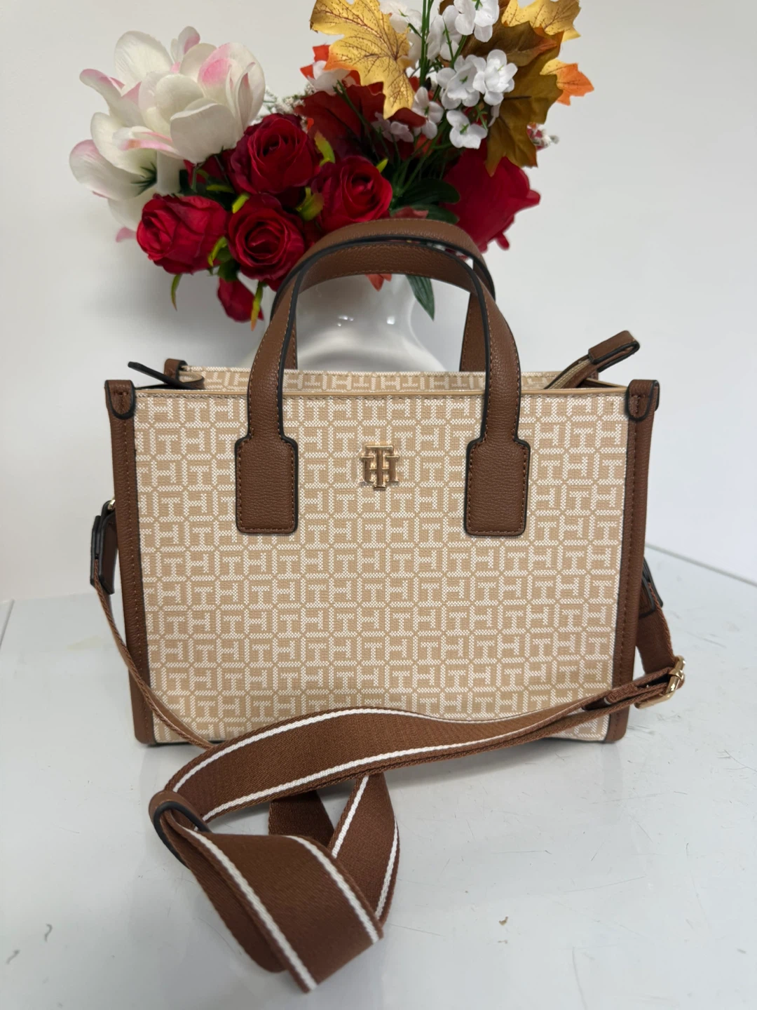 Tommy Hilfiger Monogram Canvas Tote Bag