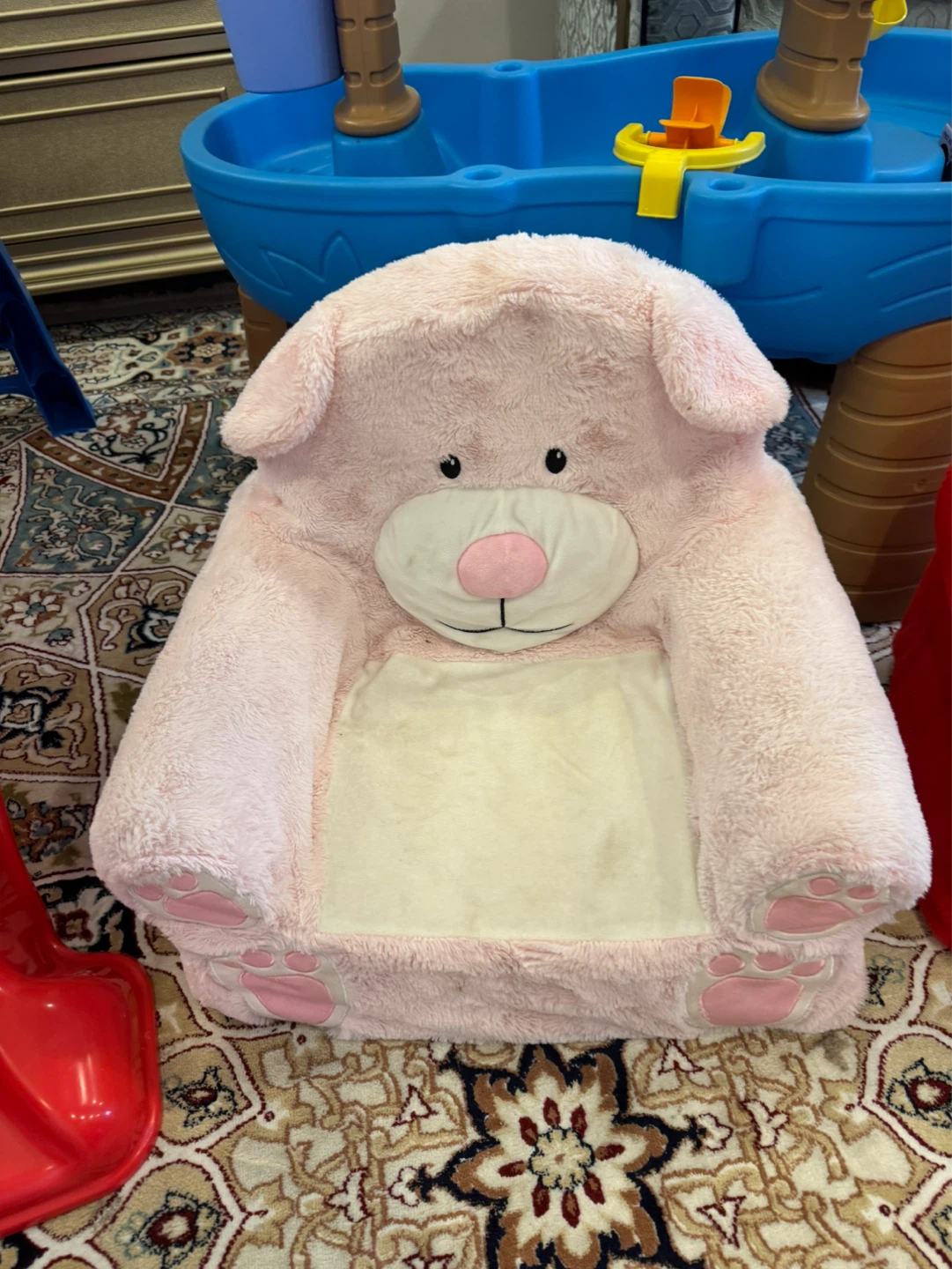 Pink Plush Dog Character Armchair for Kids