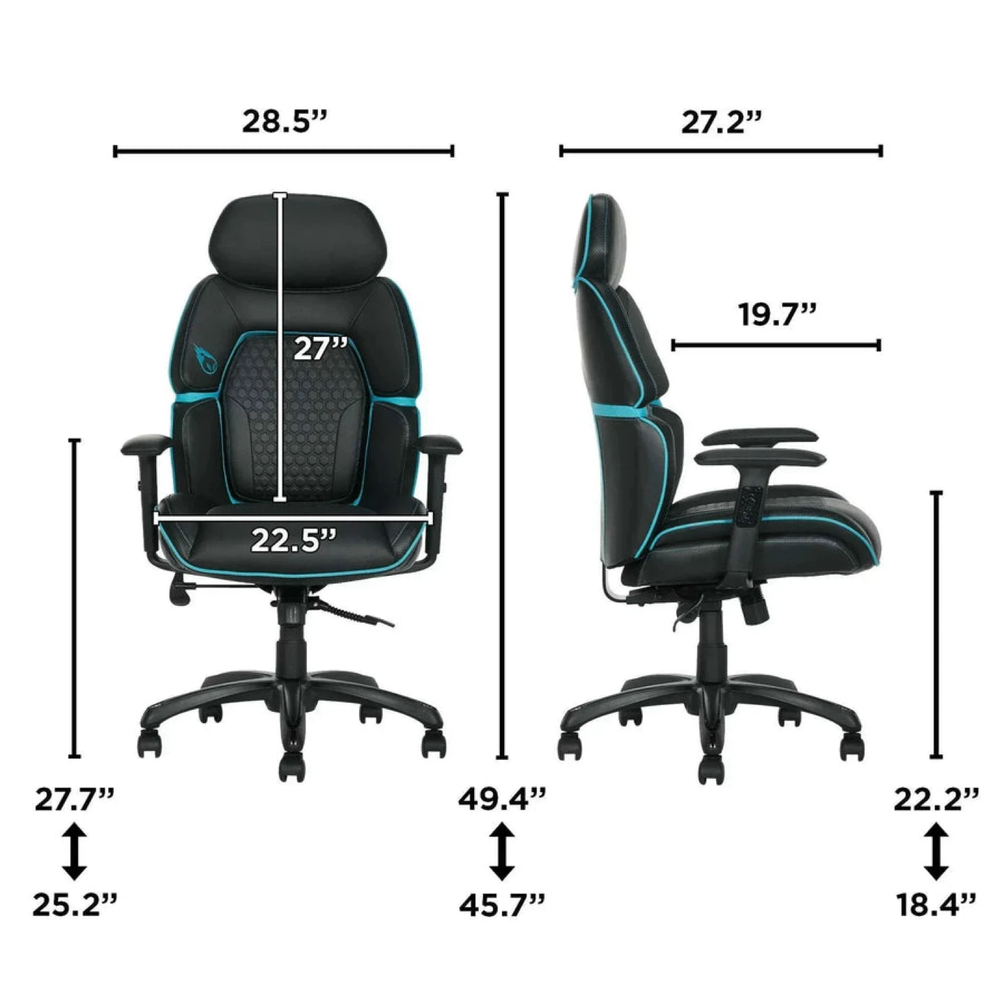 Gaming Chair - Black and Teal - photo 4