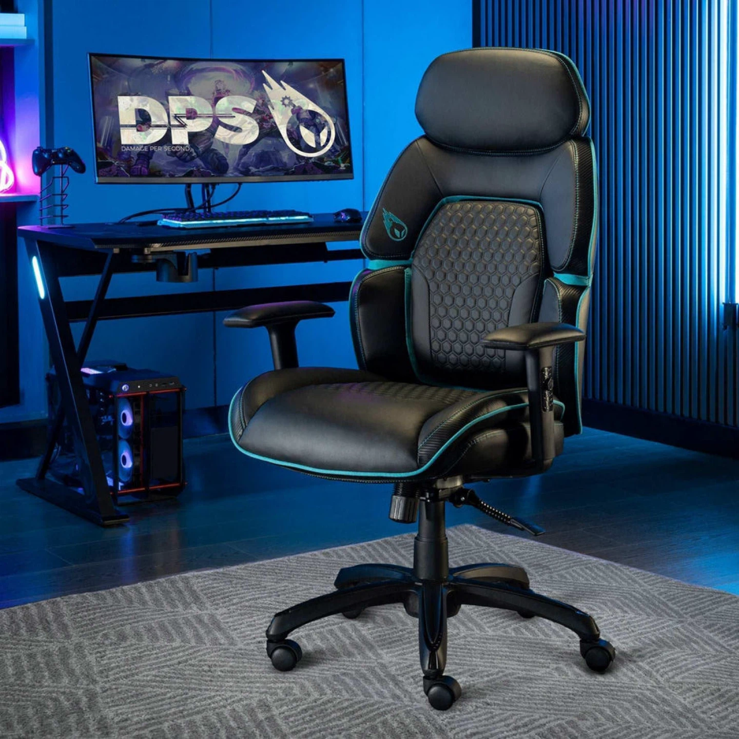 Gaming Chair - Black and Teal - photo 3