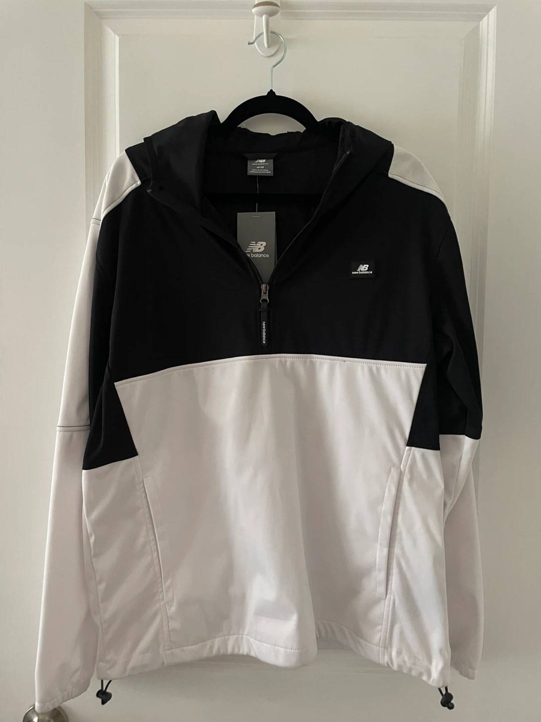 New Balance Men’s Black White Half-Zip Hoodie Windbreaker