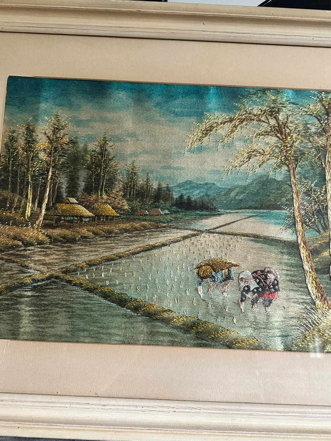 japanese silk embroidery framed - photo 3