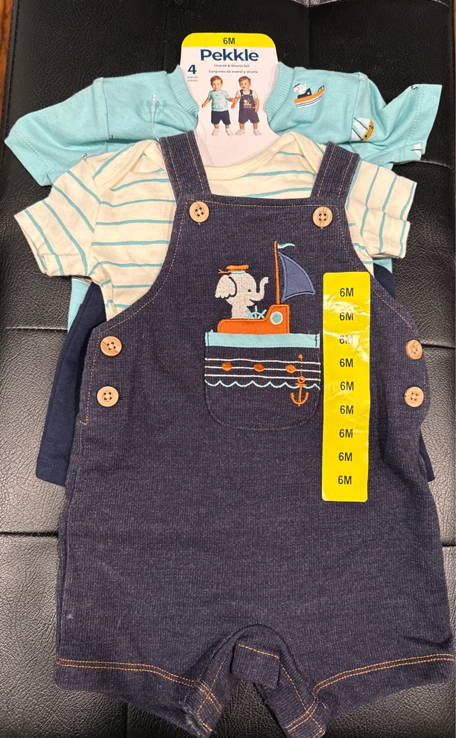 Pekkle Baby Boy Overall & Shorts Set - 6 Months