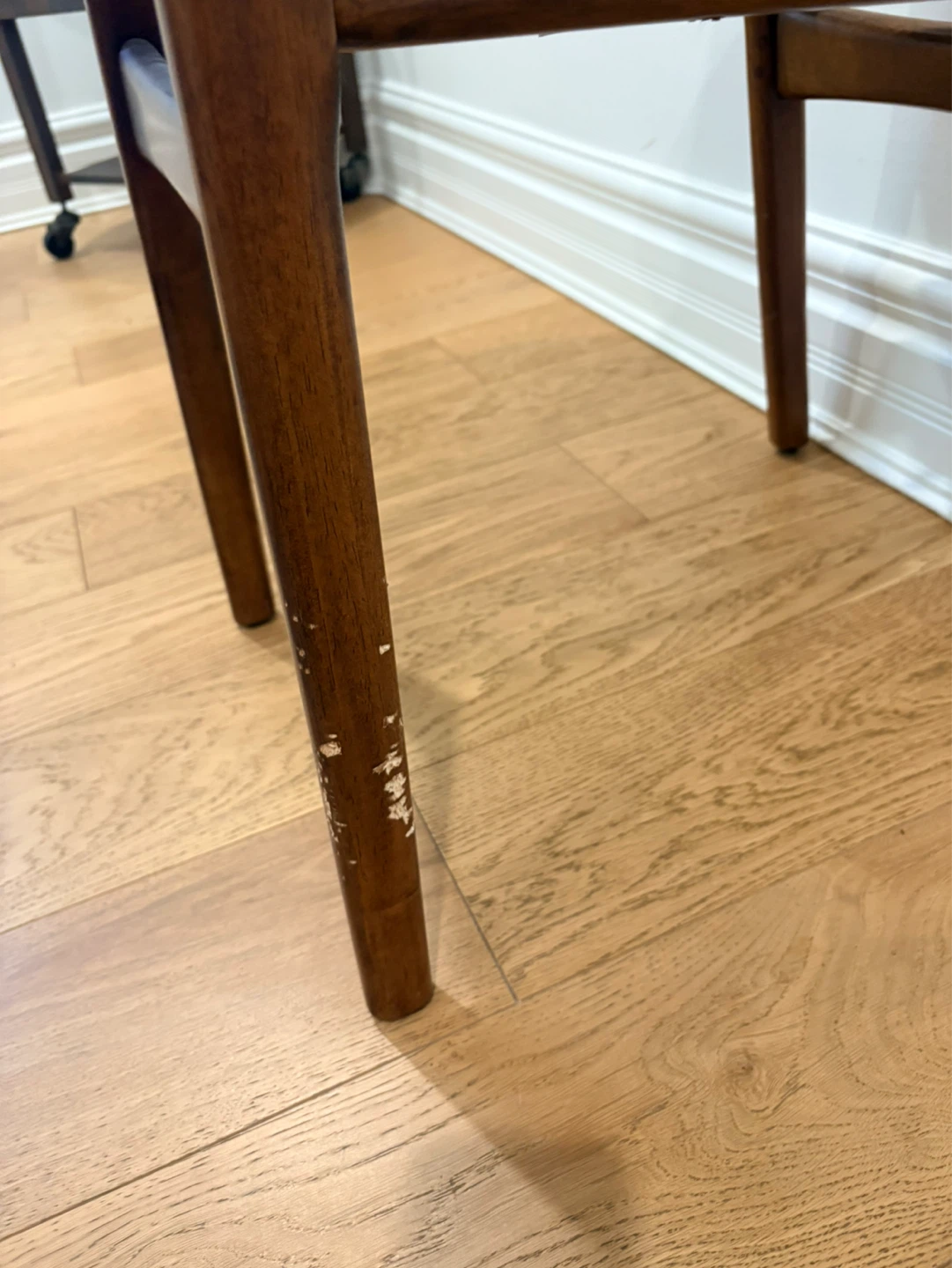 Set of 4 WEST ELM Wood Dining Chairs with Blue Upholstery - photo 3