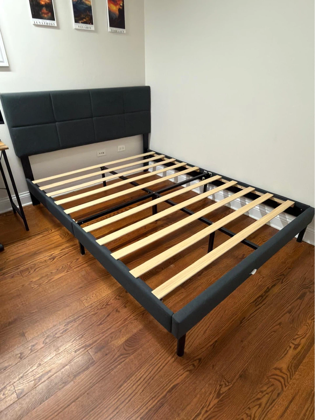 Dark  Queen Bed with Mattress