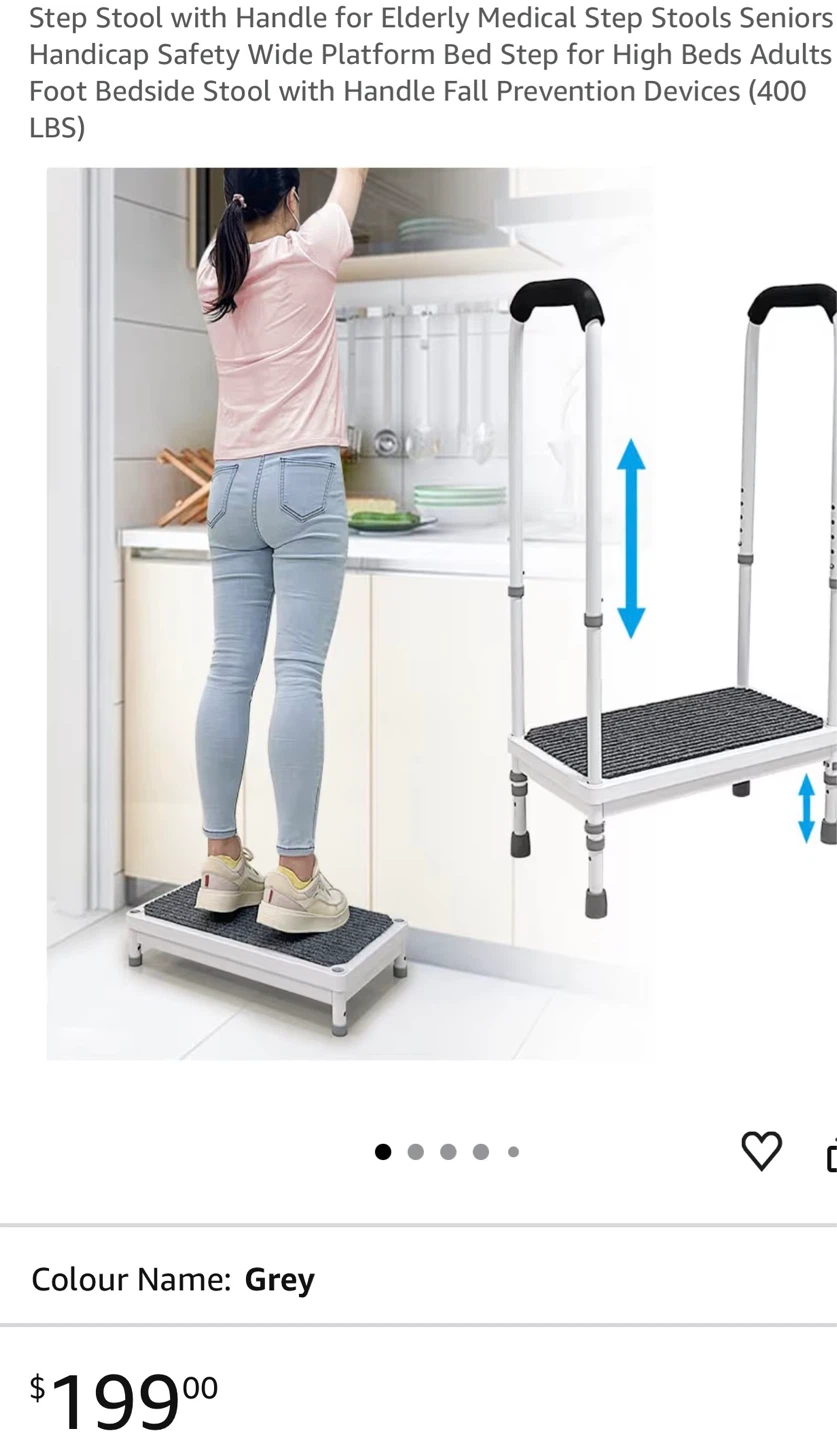 Adjustable Step Stool with Handle - Grey SS3