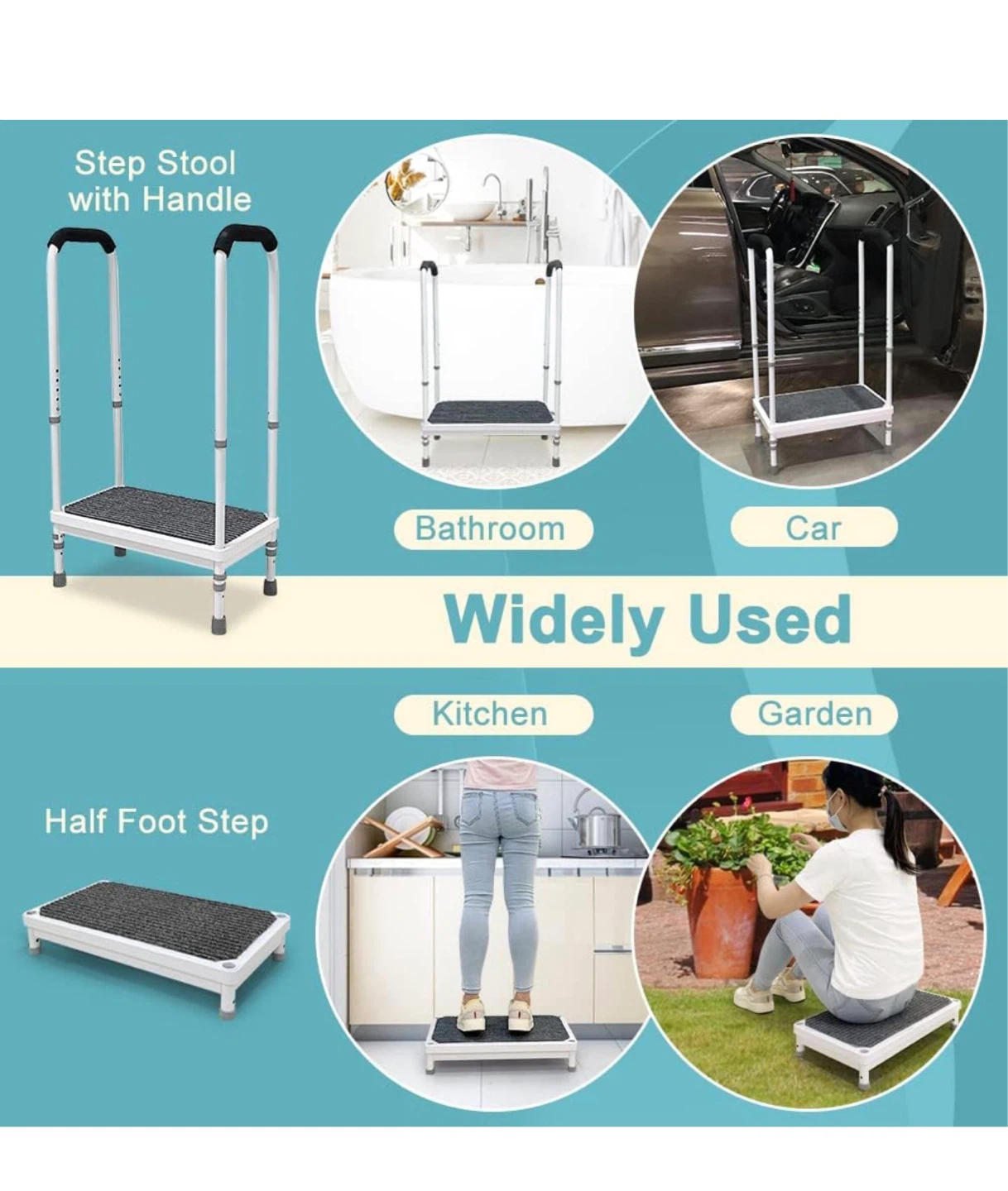 Adjustable Step Stool with Handle - Grey SS3 - photo 3