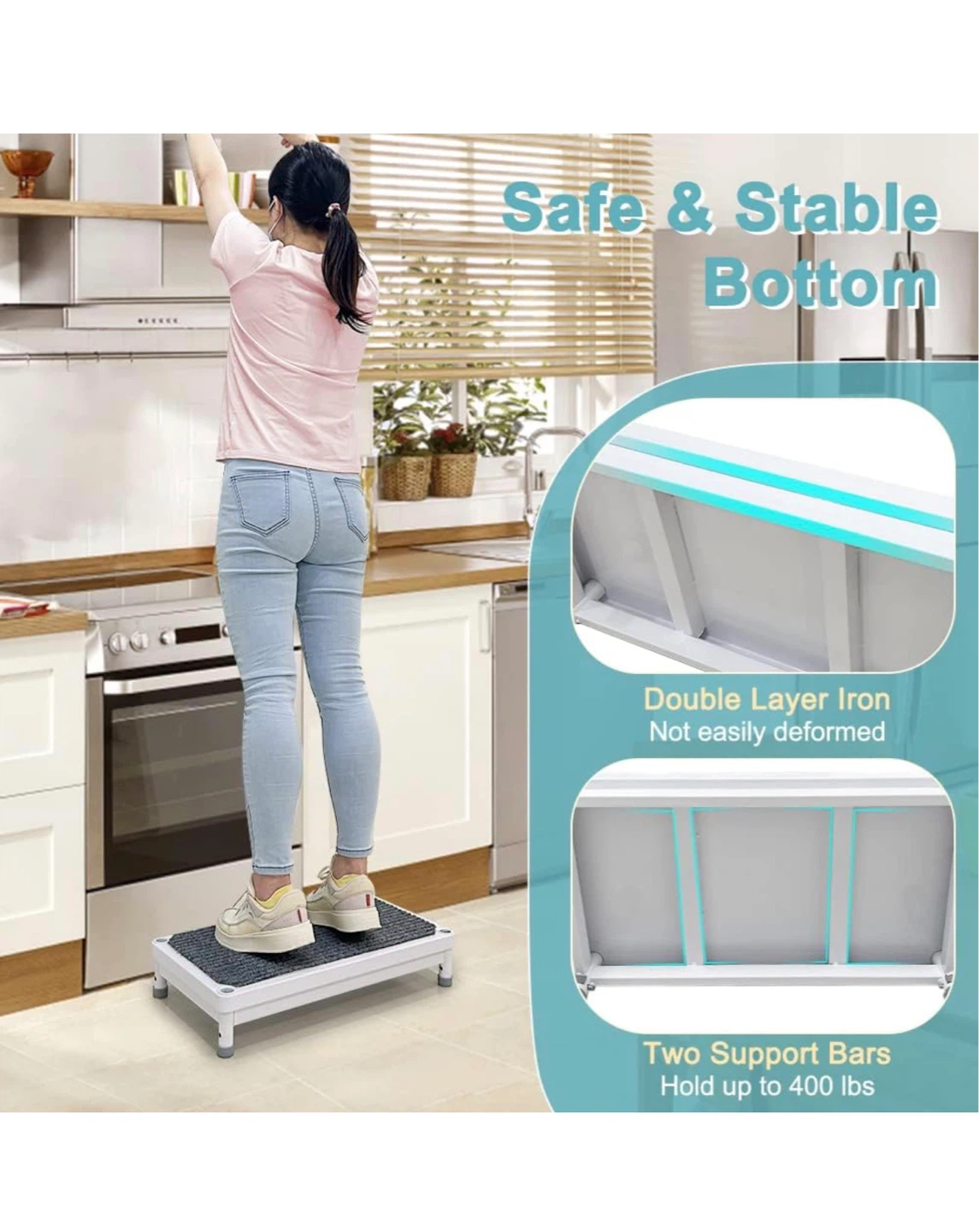 Adjustable Step Stool with Handle - Grey SS3 - photo 5