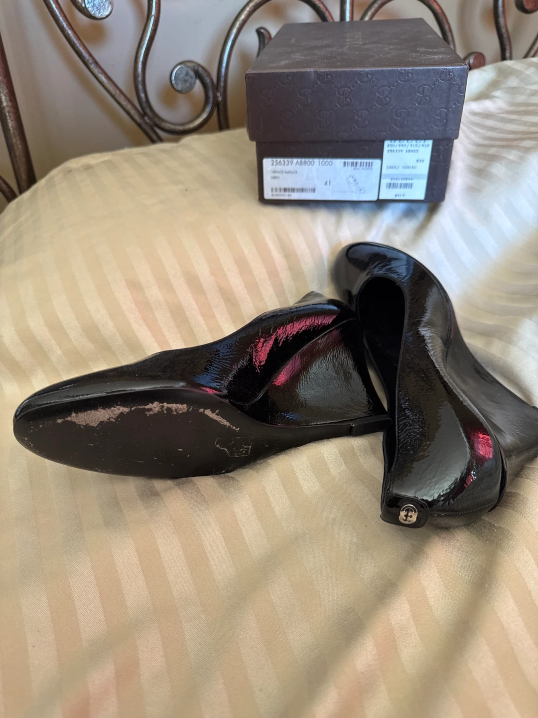 Gucci Vernice Naplack Wedge Heels Black Size 41 - photo 2