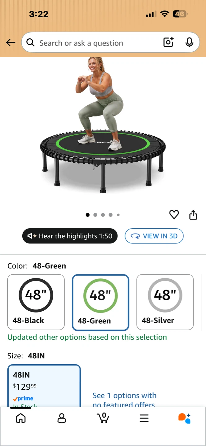 BCAN 48-inch Fitness Trampoline Rebounder (Green) - photo 3