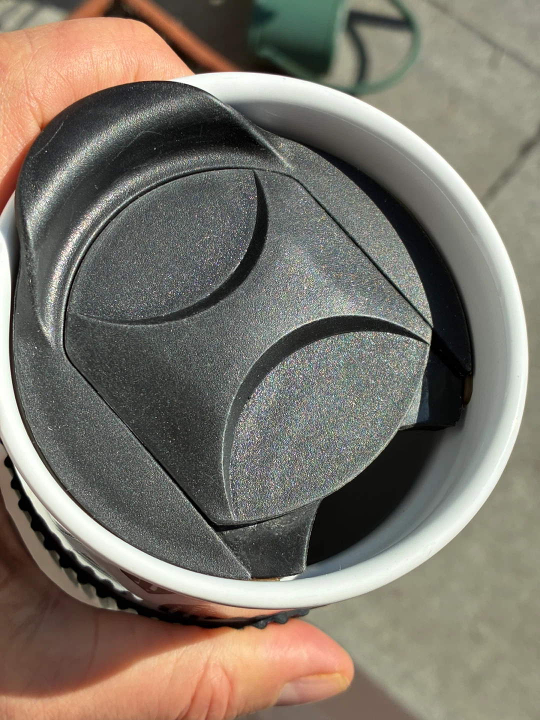 $4 IKEA ceramic pottery travel mug lid black white design Art - photo 3