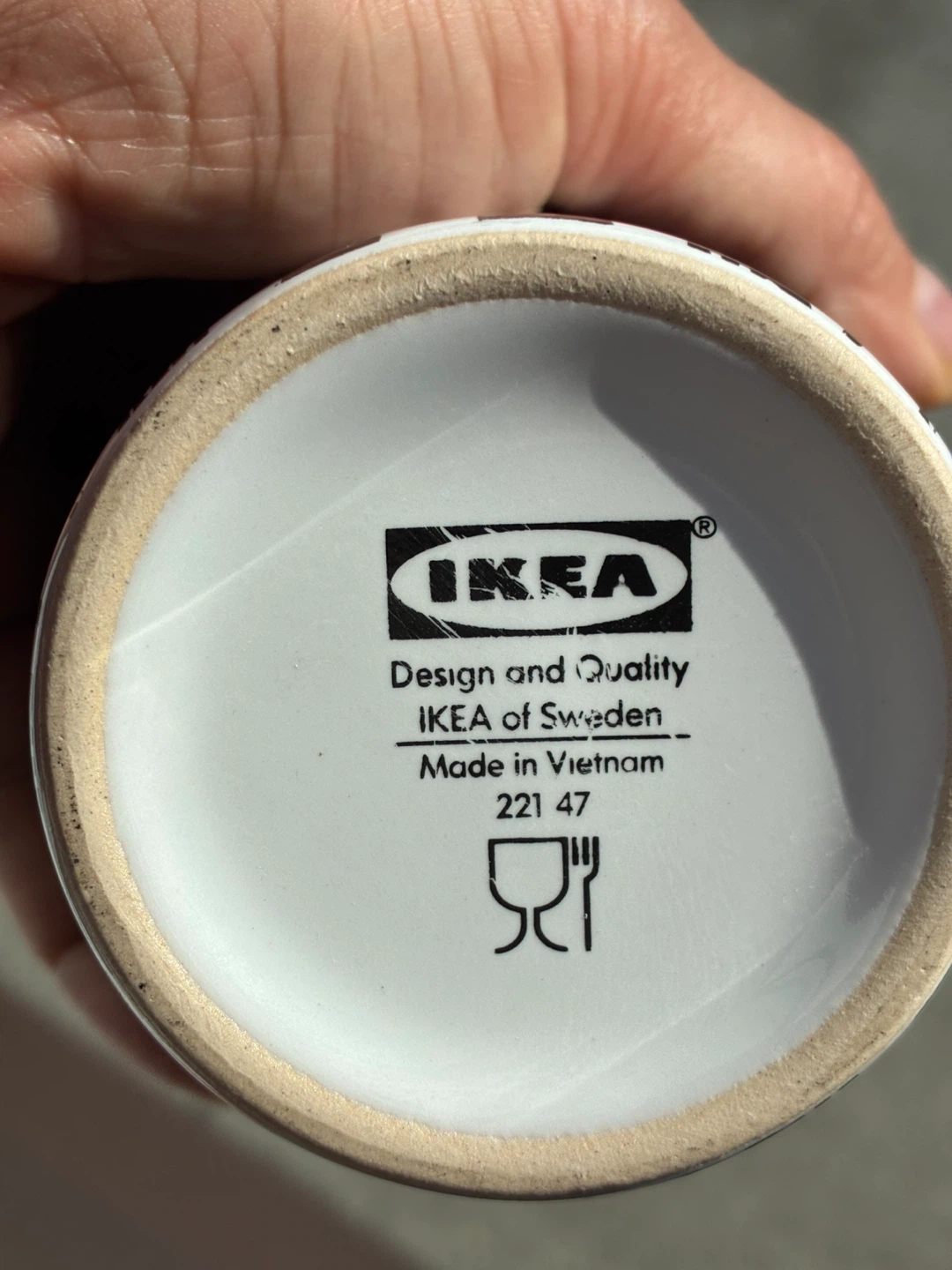 $4 IKEA ceramic pottery travel mug lid black white design Art - photo 2