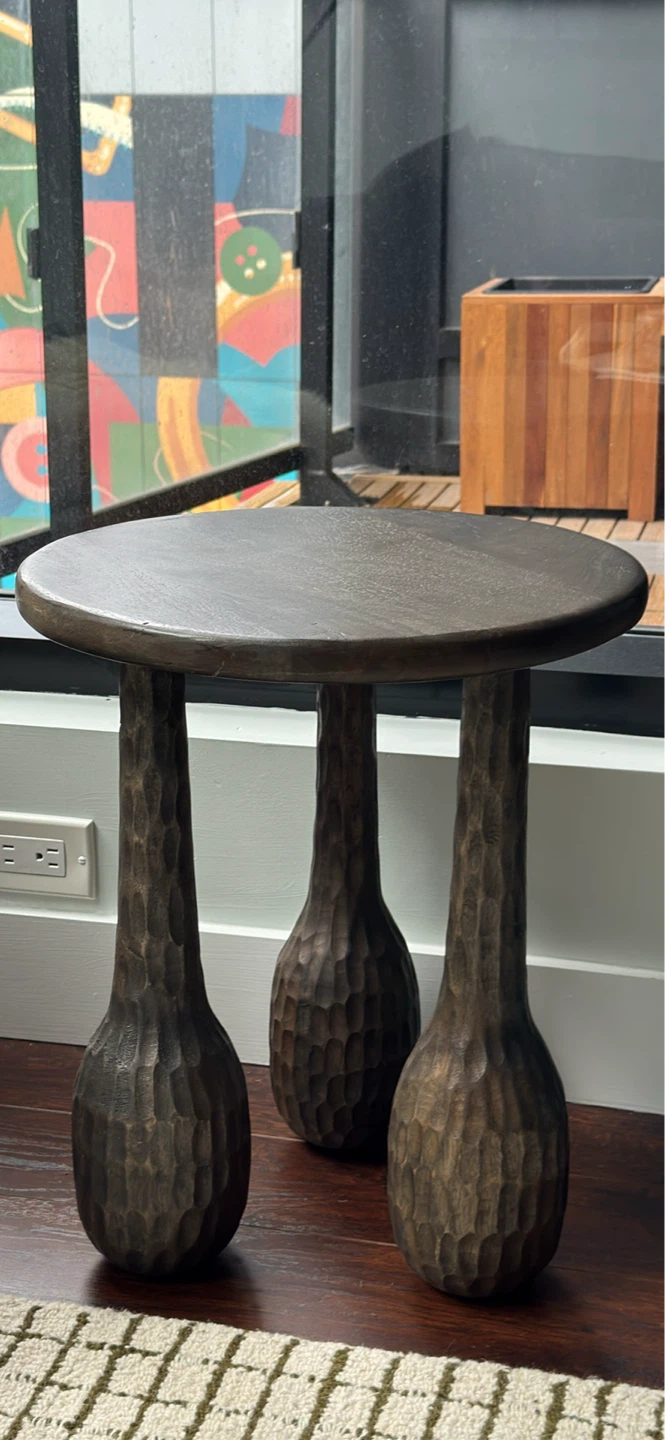 Modern Wood Carved Accent Table