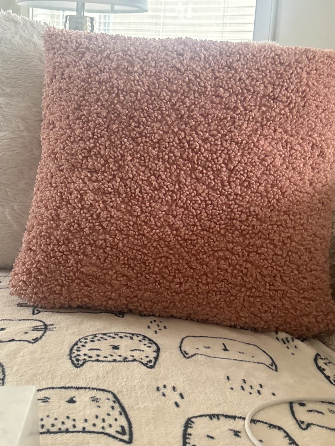 Pink Sherpa Throw Pillow