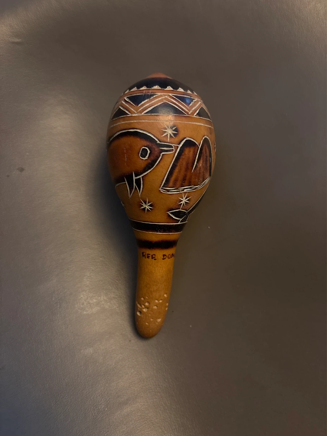 Gourd Maraca with Hand-Painted Design