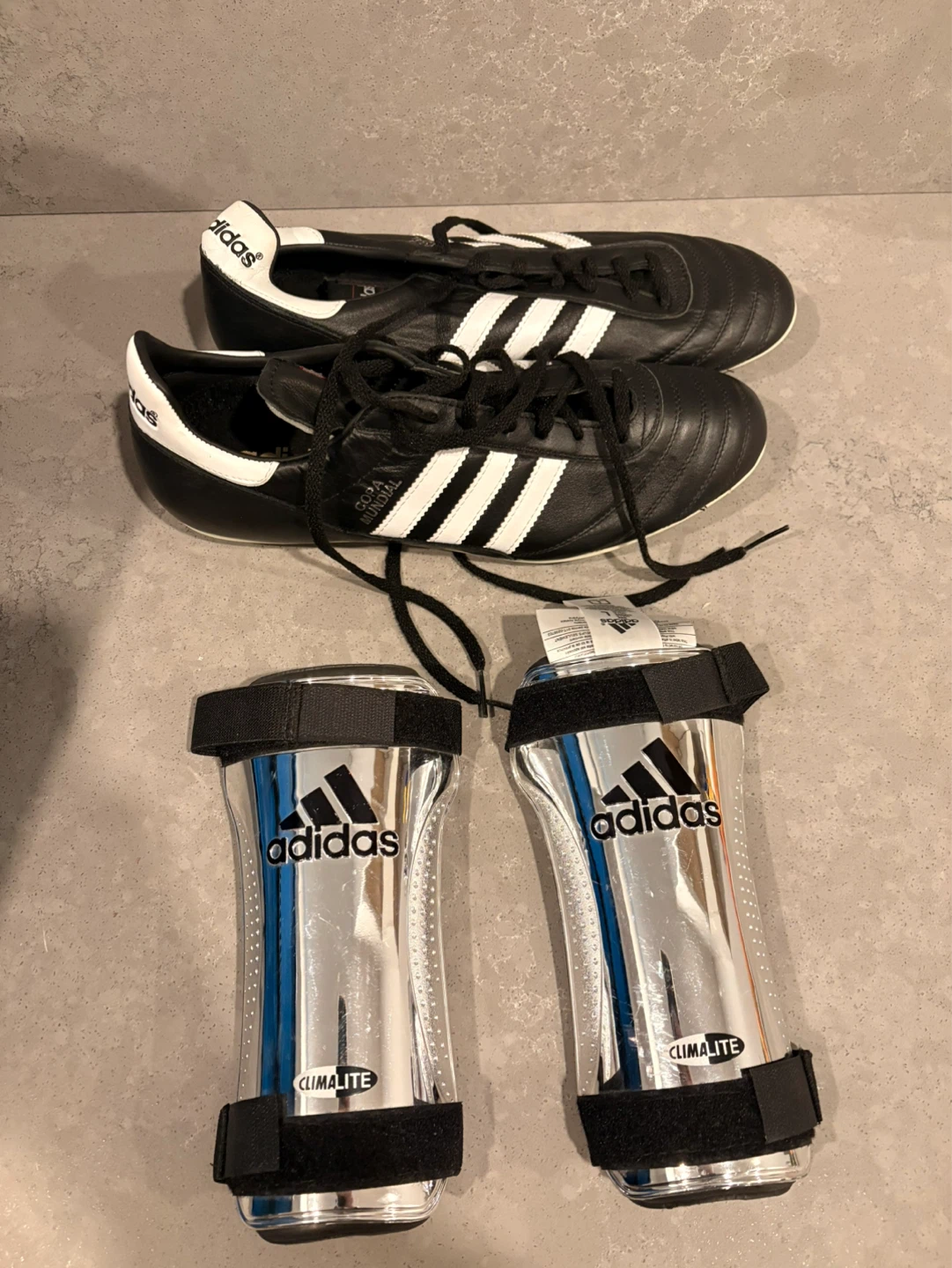Adidas Soccer Cleats and Shin Guards