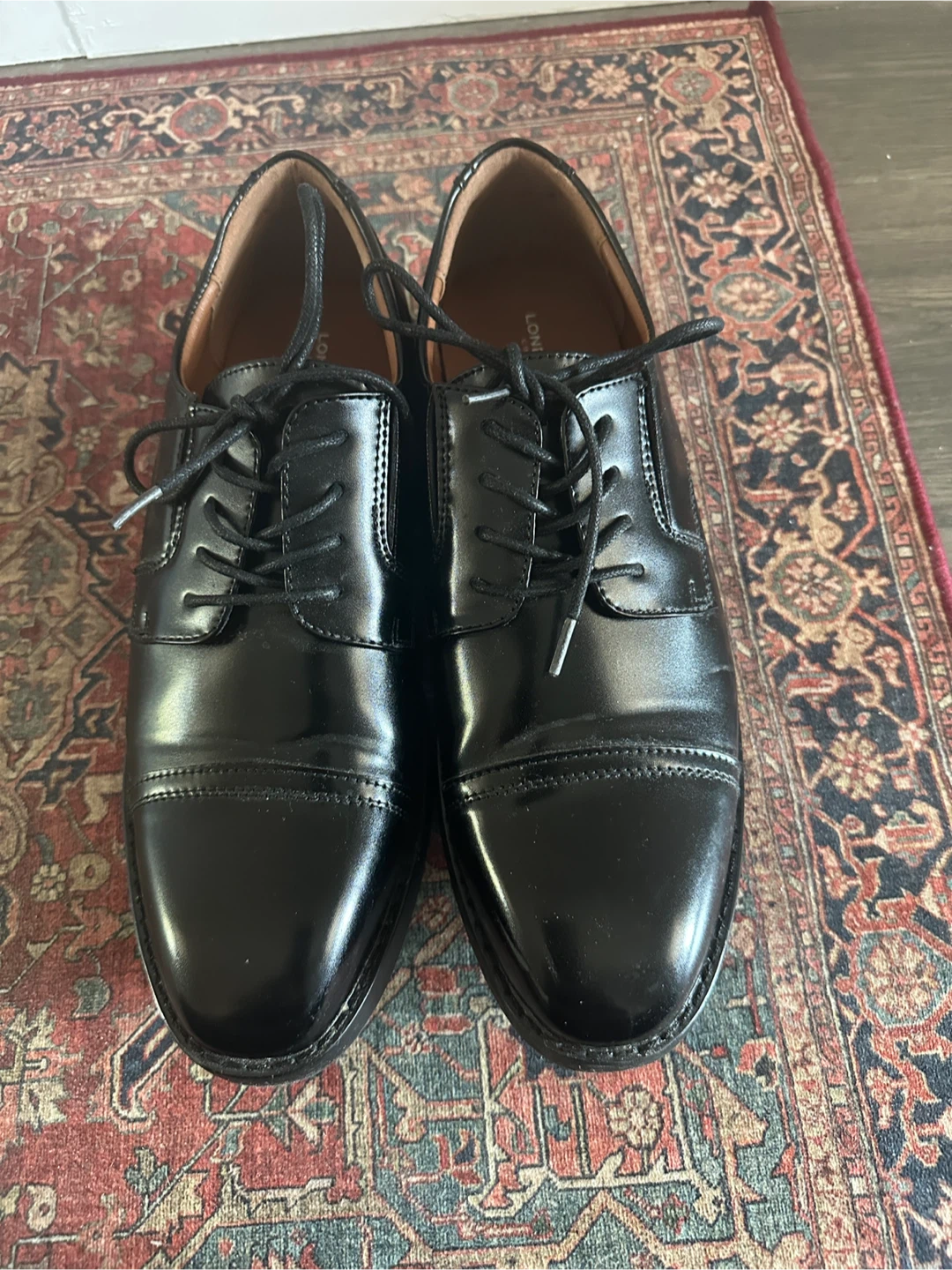 London Fog Collection Black Cap Toe Oxford Shoes