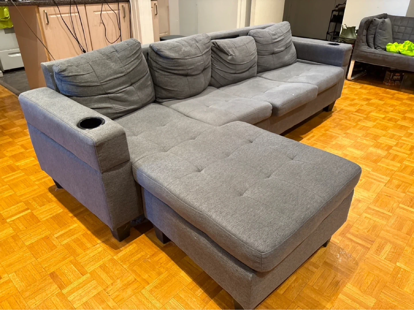 Grey Sectional Sofa with chaise - photo 4