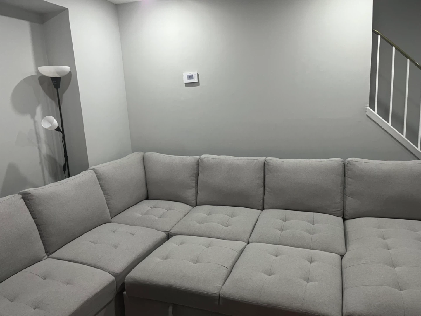 Light Grey Sectional Sofa with Storage