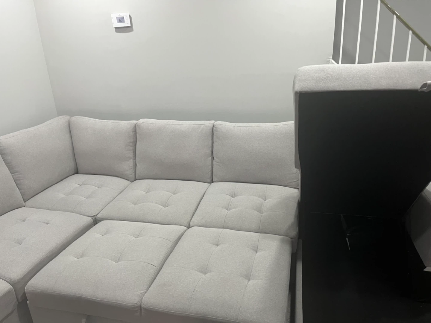 Light Grey Sectional Sofa with Storage - photo 2