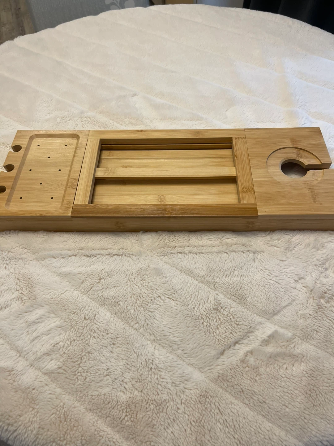 Bamboo Bath Caddy Tray with Glass Cover - photo 3