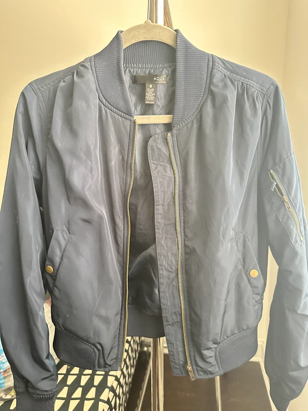 AQUA Navy Blue Bomber Jacket