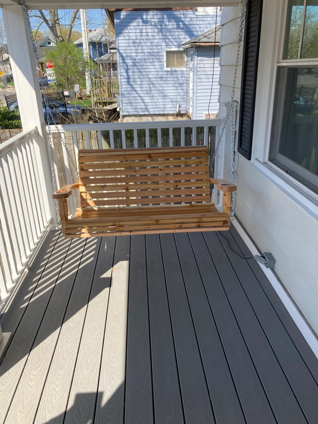 Wooden Porch Swing with Cup Holders - photo 2