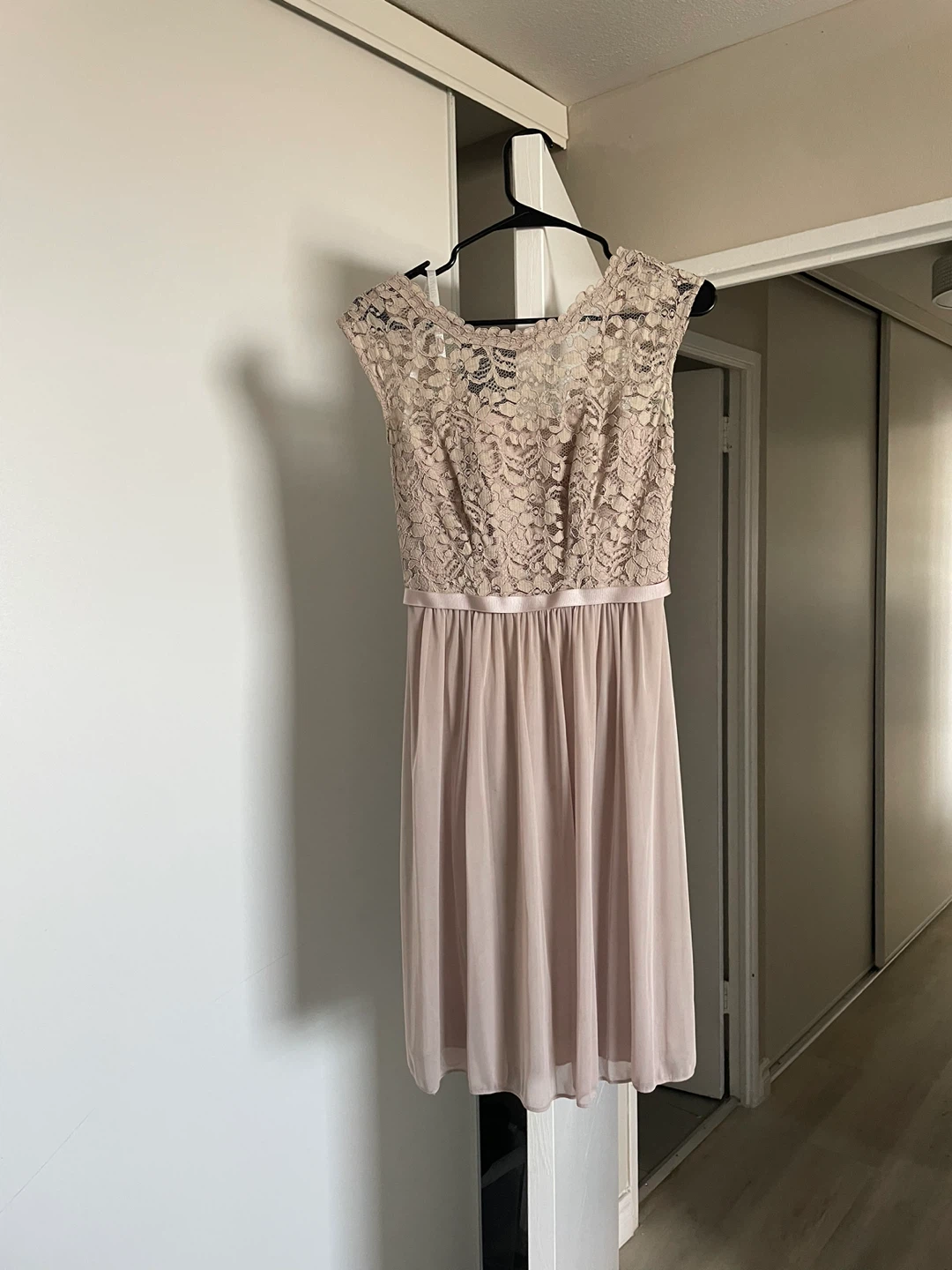 David's Bridal Lace & Chiffon Dress - Blush - photo 2
