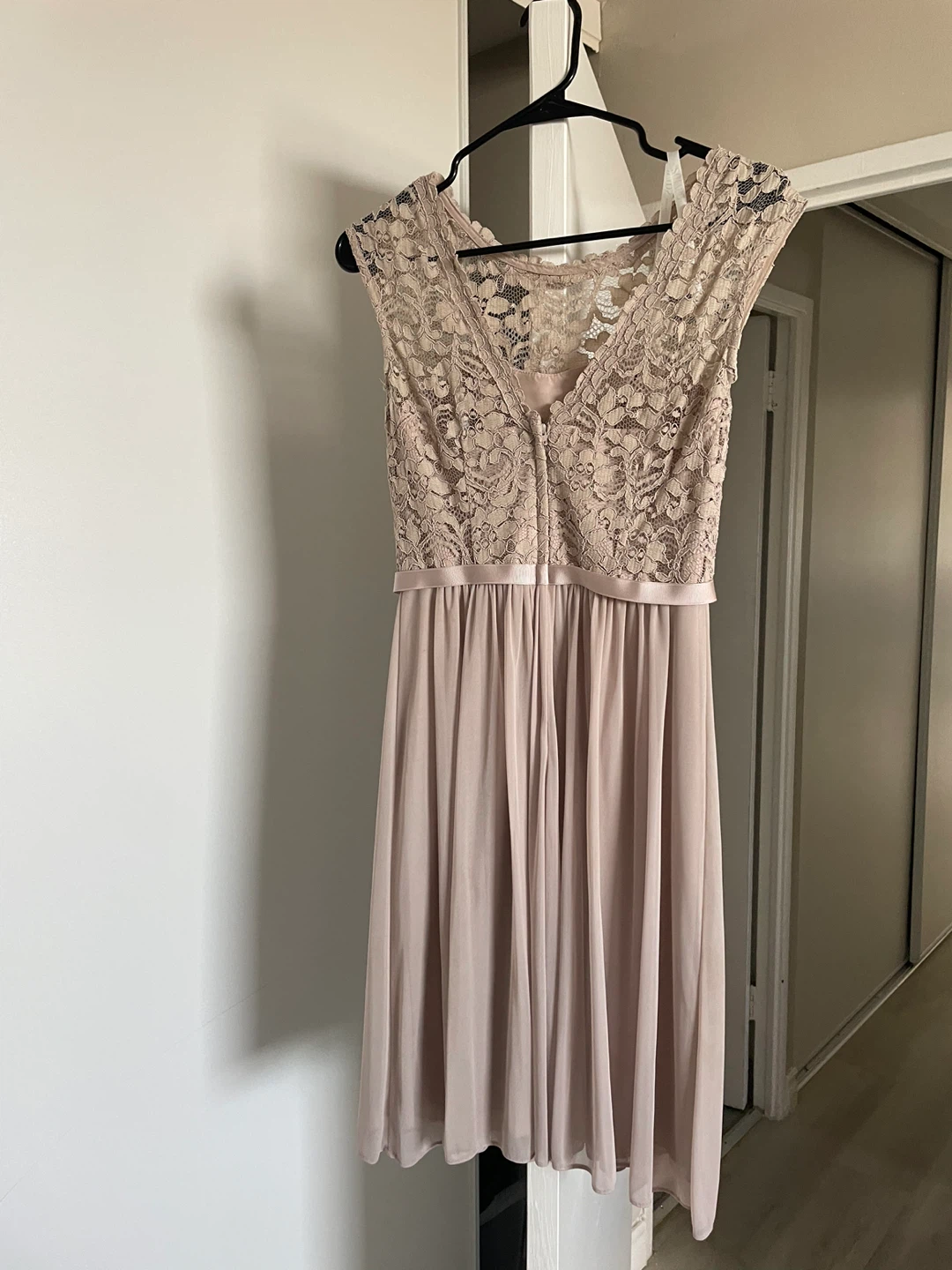 David's Bridal Lace & Chiffon Dress - Blush - photo 3
