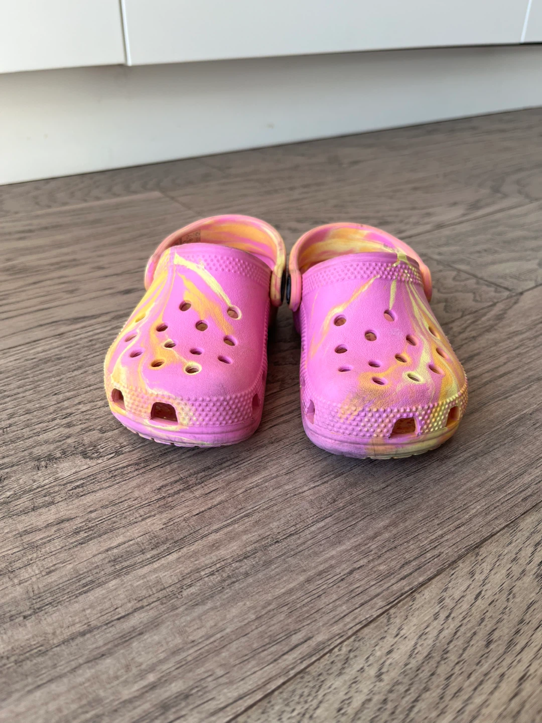 Pink & Yellow Tie-Dye Crocs - Size 9 toddler - photo 3
