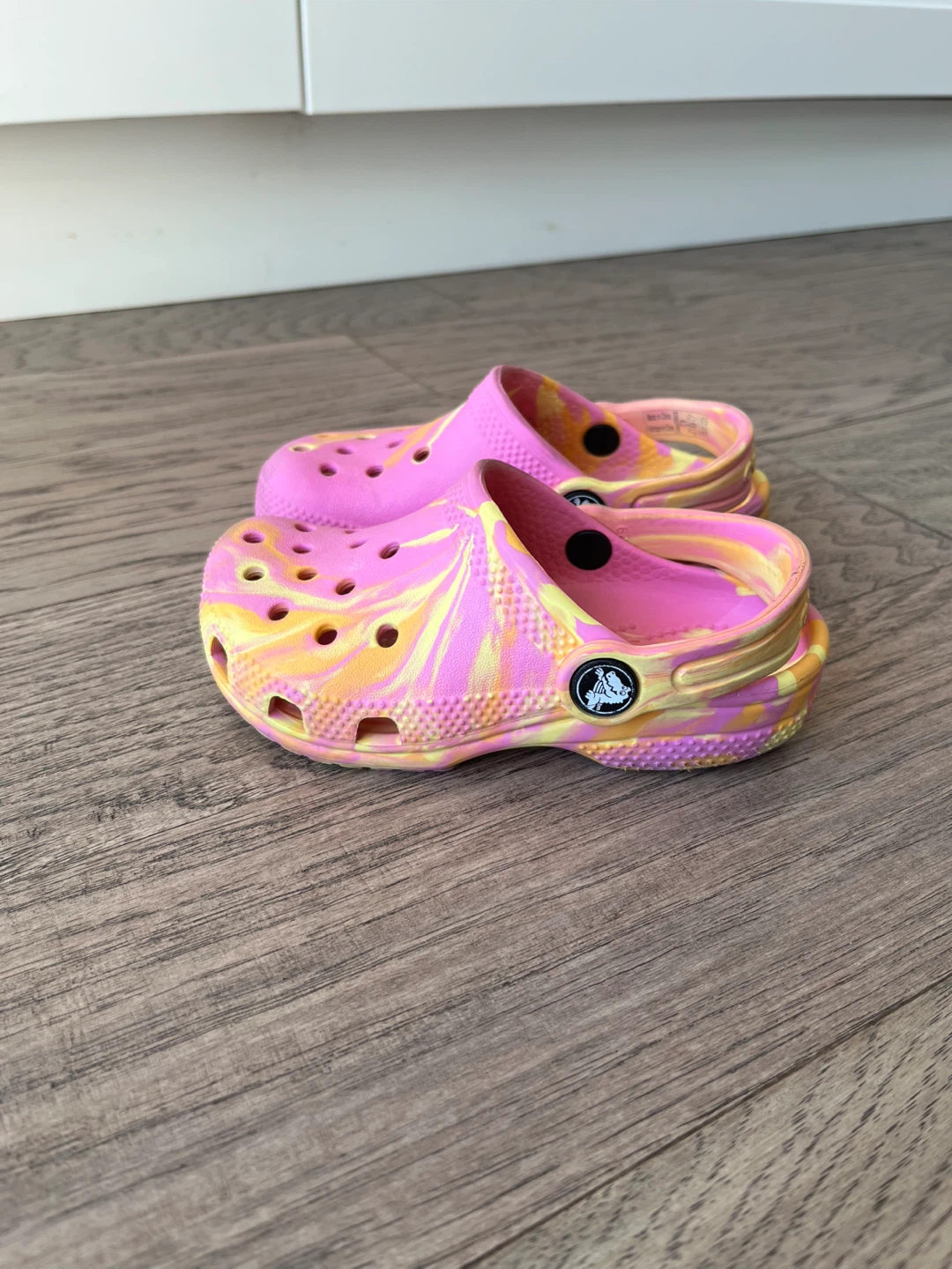 Pink & Yellow Tie-Dye Crocs - Size 9 toddler - photo 2