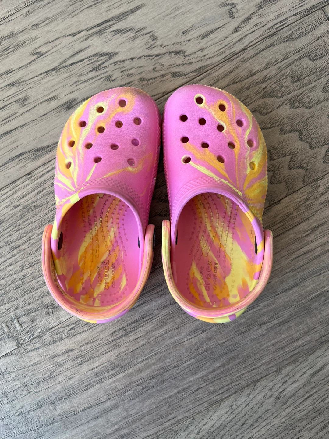 Pink & Yellow Tie-Dye Crocs - Size 9 toddler - photo 5