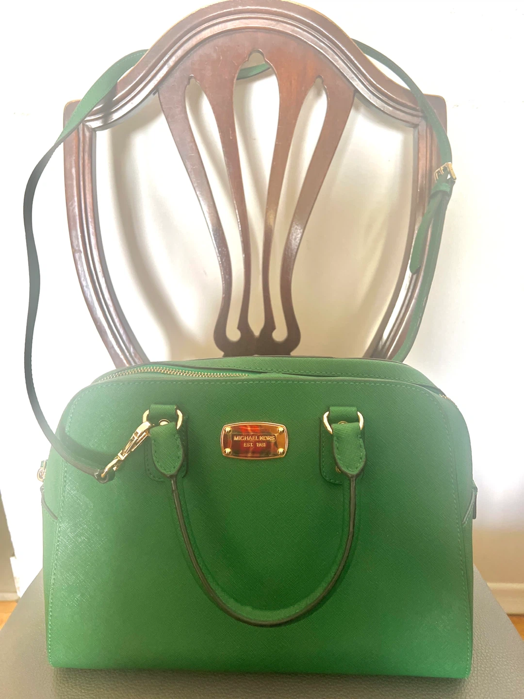 MICHAEL KORS - Green Leather SATCHEL HANDBAG